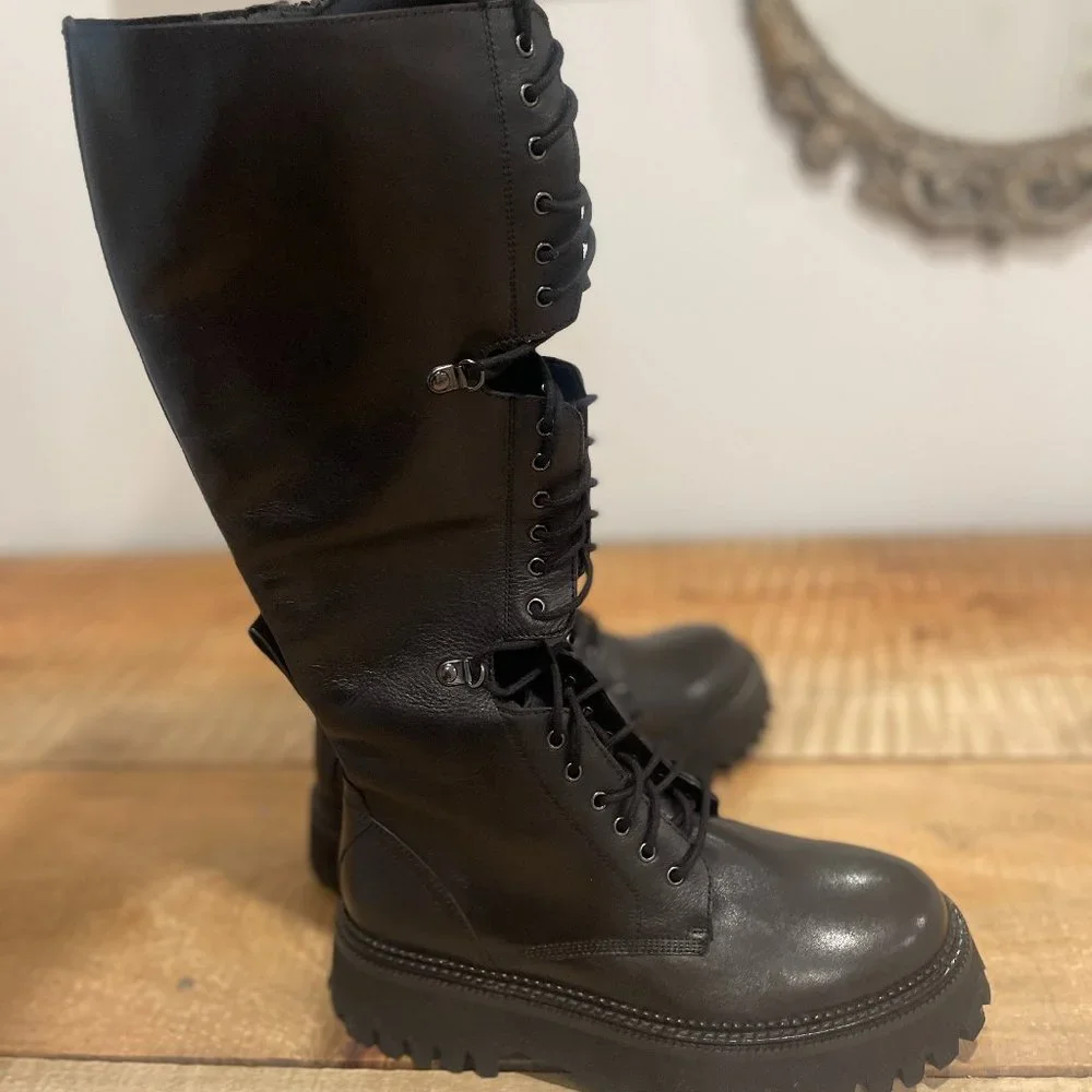 Free People Womens Miller Cut Out Combat Boots Black NEW 7.5 +8.5 - Picture 11 of 12